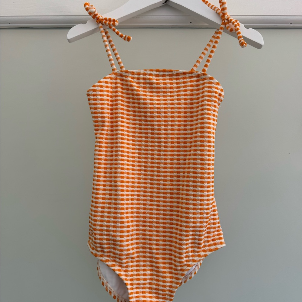 Orange Checkered Kids Swimsuit